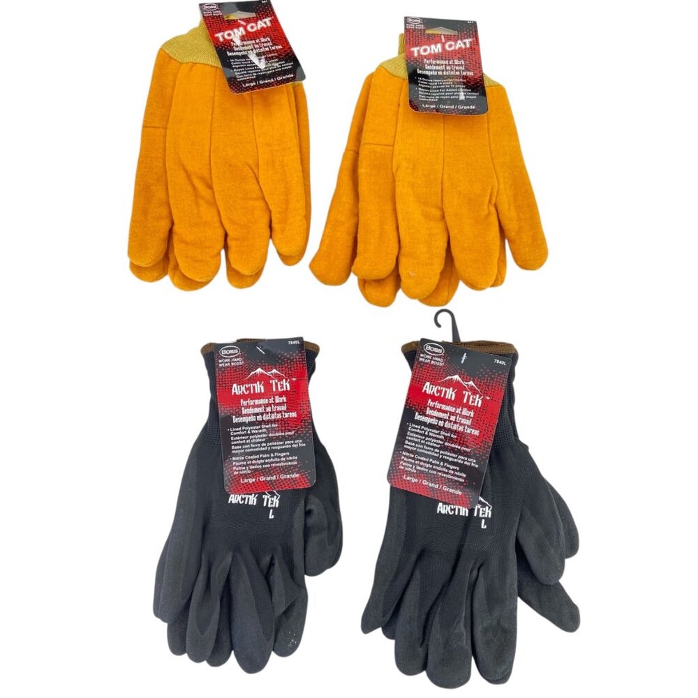 Boss Gloves Tom Cat & Arctic Tek Large Heavyweight Cotton & Nitrile-Coated Durab